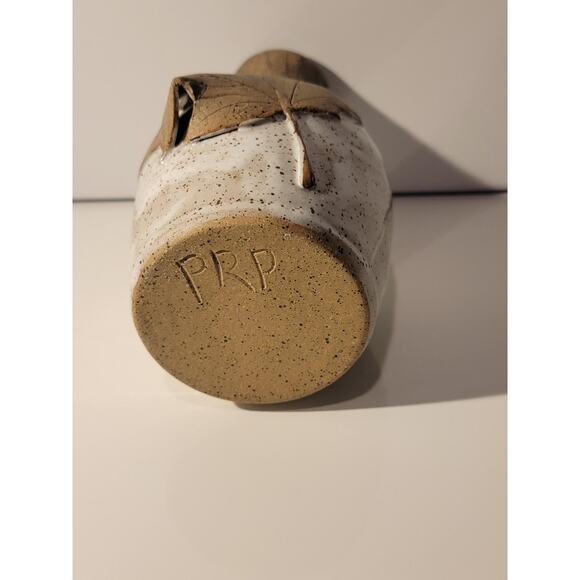 Handmade Studio Pottery Bud Vase & Mug Maple Leaf Design Signed PRP Speckle - Picture 14 of 14